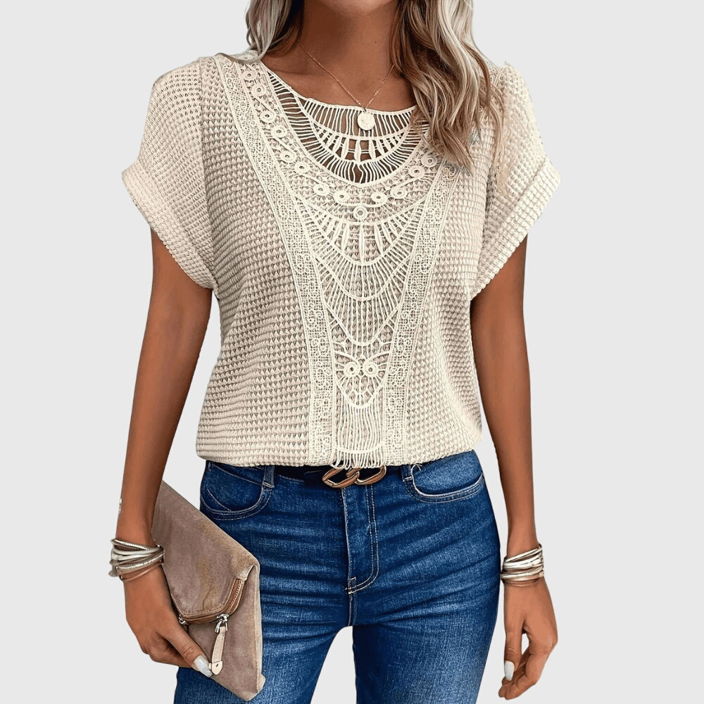 Elegant Women's Blouse | Lace Detailing, Ibiza Style 0