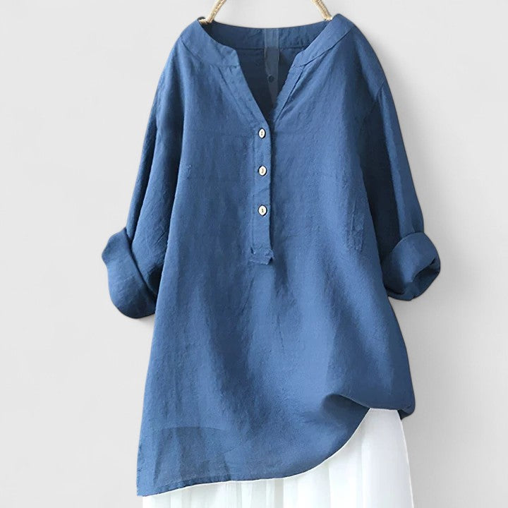 Elegant Women's Blouse | Lightweight Fabric, Chic V-Notch Design 8