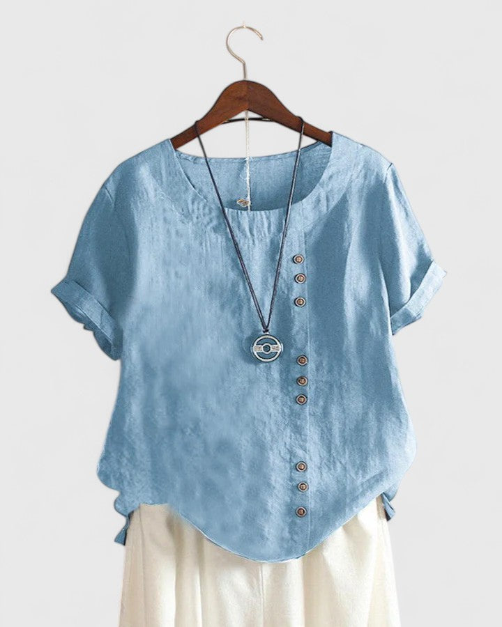 Elegant Women's Blouse | Lightweight, Short Sleeve Chic Design 0