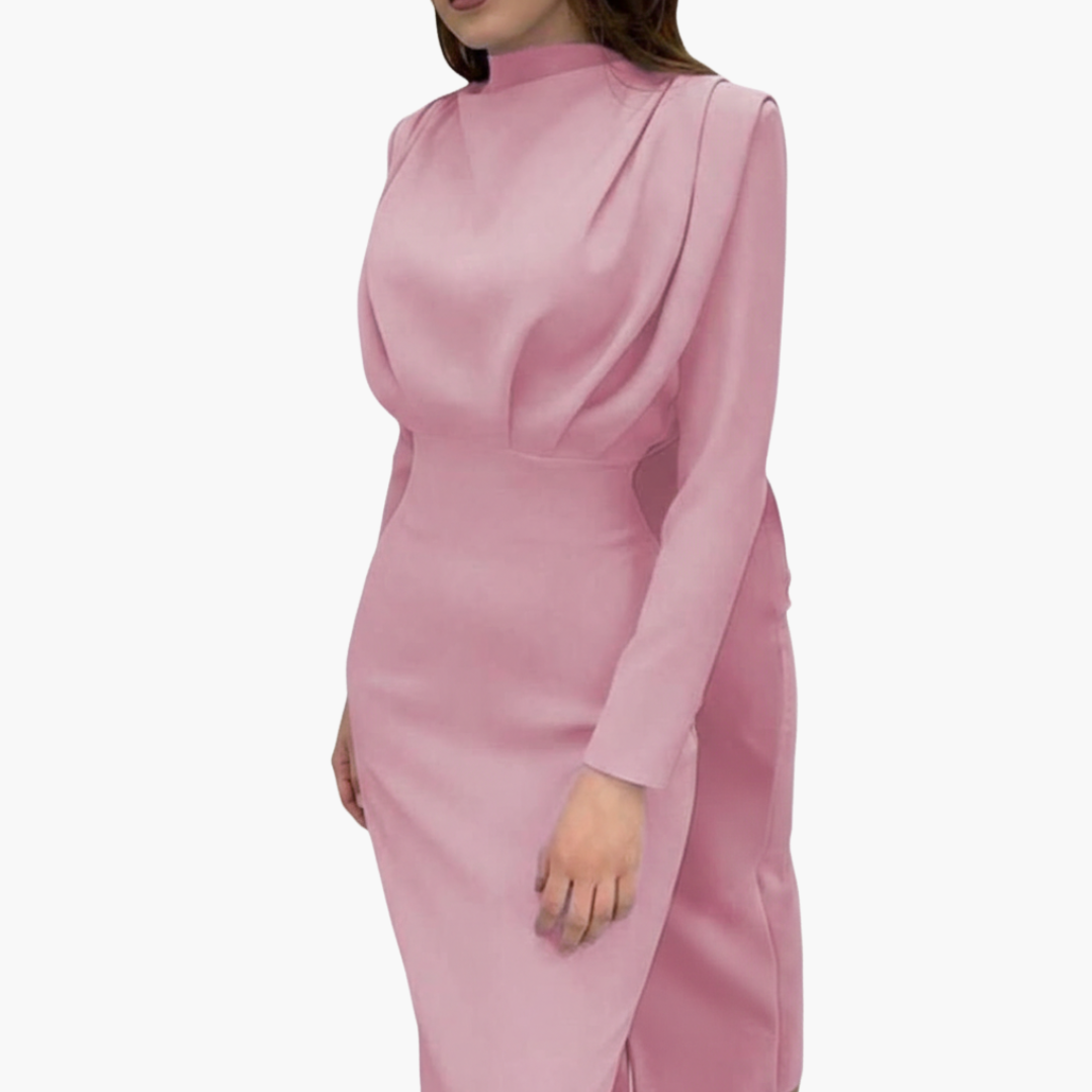 Elegant Women's Maxi Dress | Round Neck, Long Sleeves 0