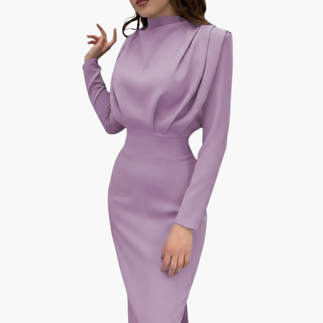 Elegant Women's Maxi Dress | Round Neck, Long Sleeves 2
