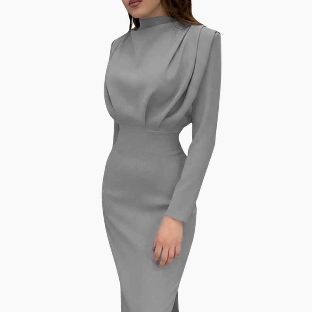 Elegant Women's Maxi Dress | Round Neck, Long Sleeves 3