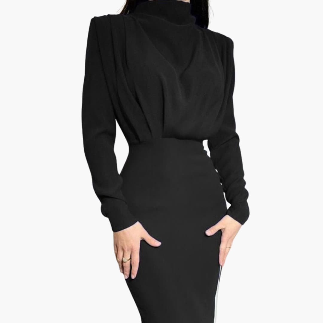Elegant Women's Maxi Dress | Round Neck, Long Sleeves 5