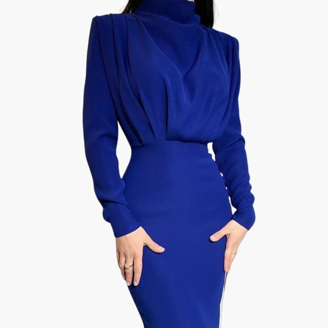 Elegant Women's Maxi Dress | Round Neck, Long Sleeves 7
