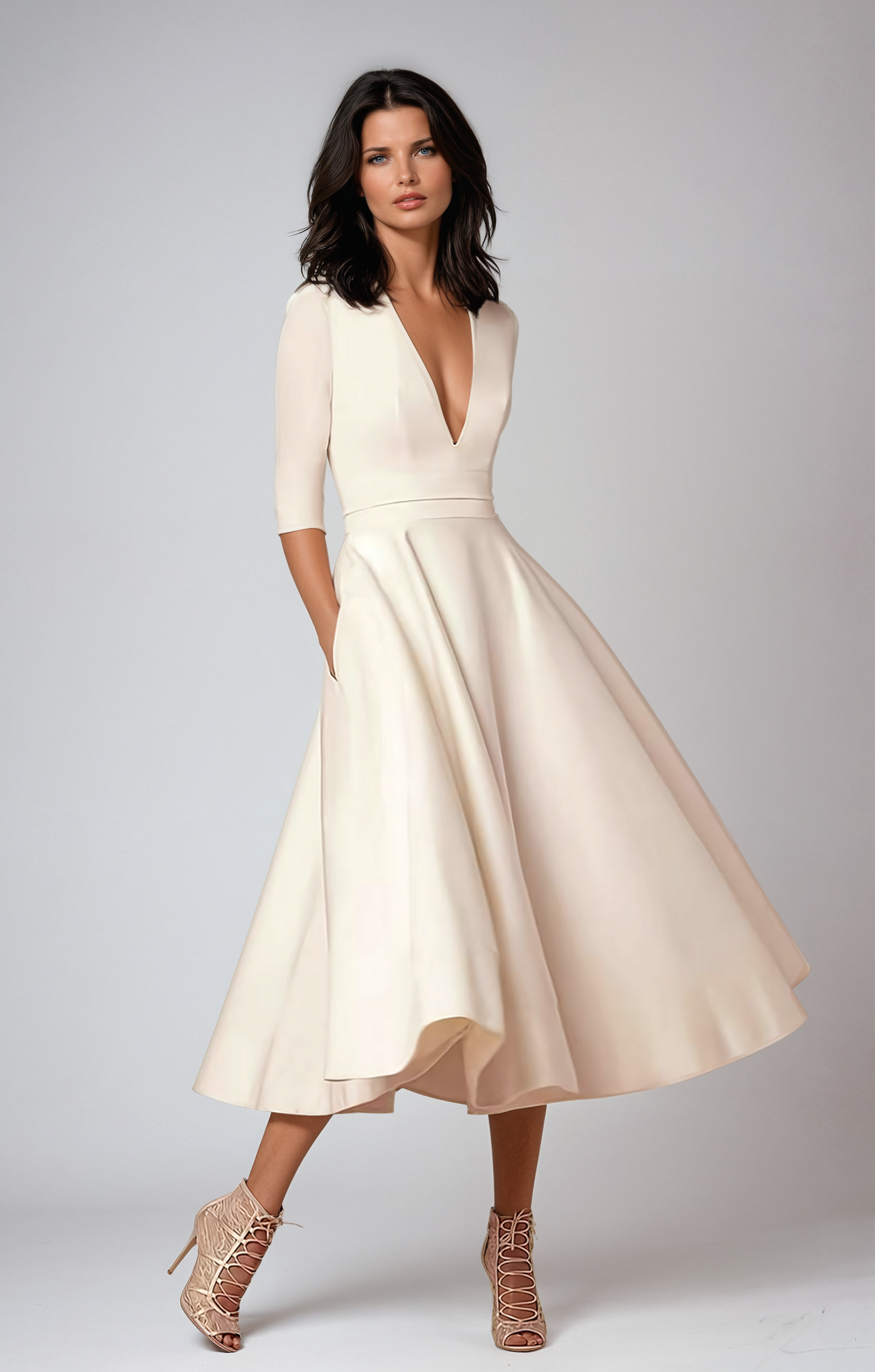 Elegant Women's Midi Dress | Flared Silhouette for Special Occasions 0