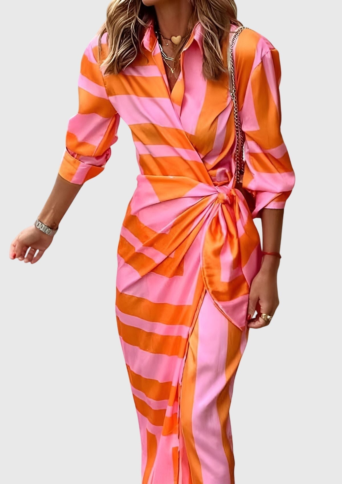 Elegant Wrap Dress | Chic Modern Print 0