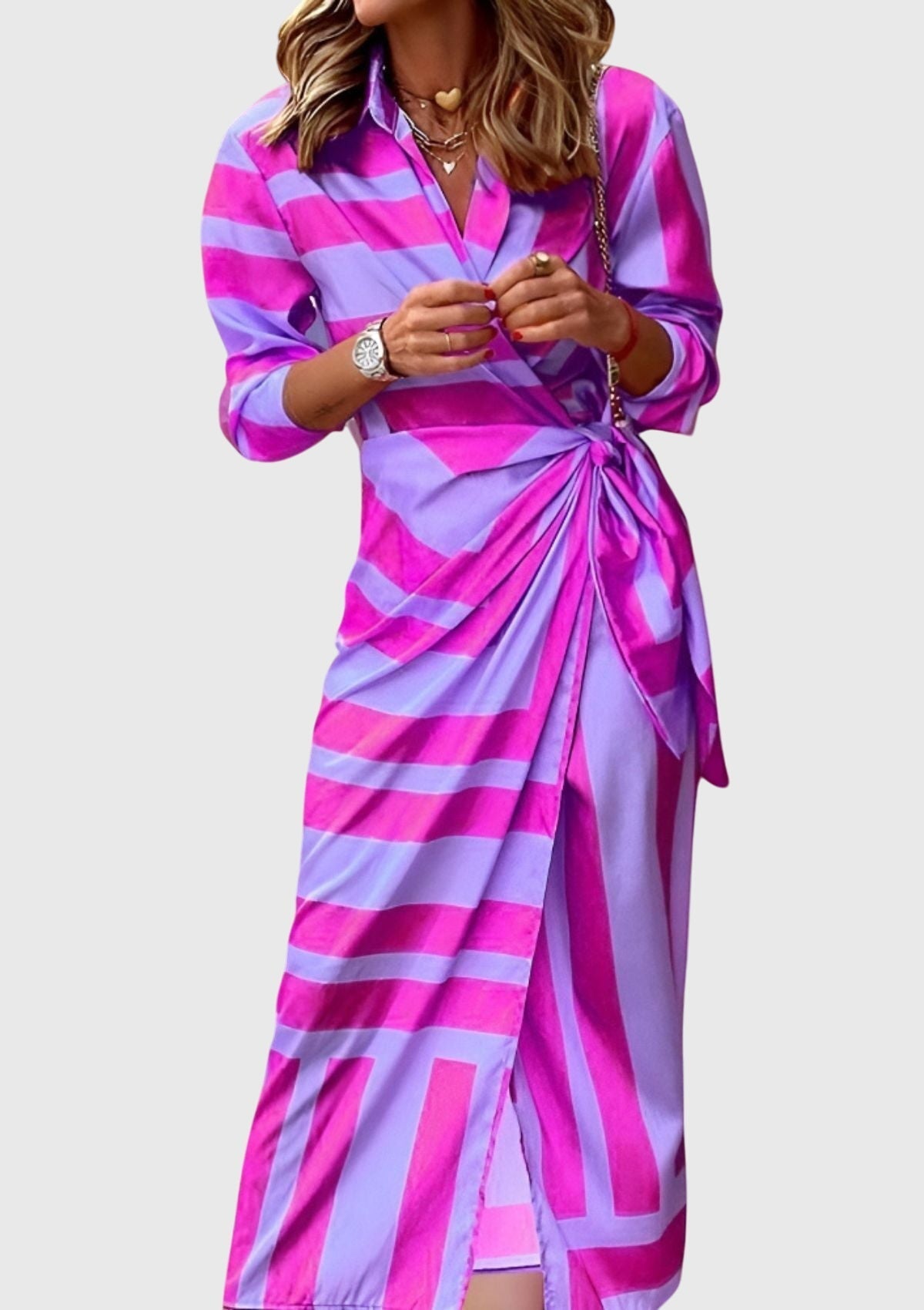 Elegant Wrap Dress | Chic Modern Print 10
