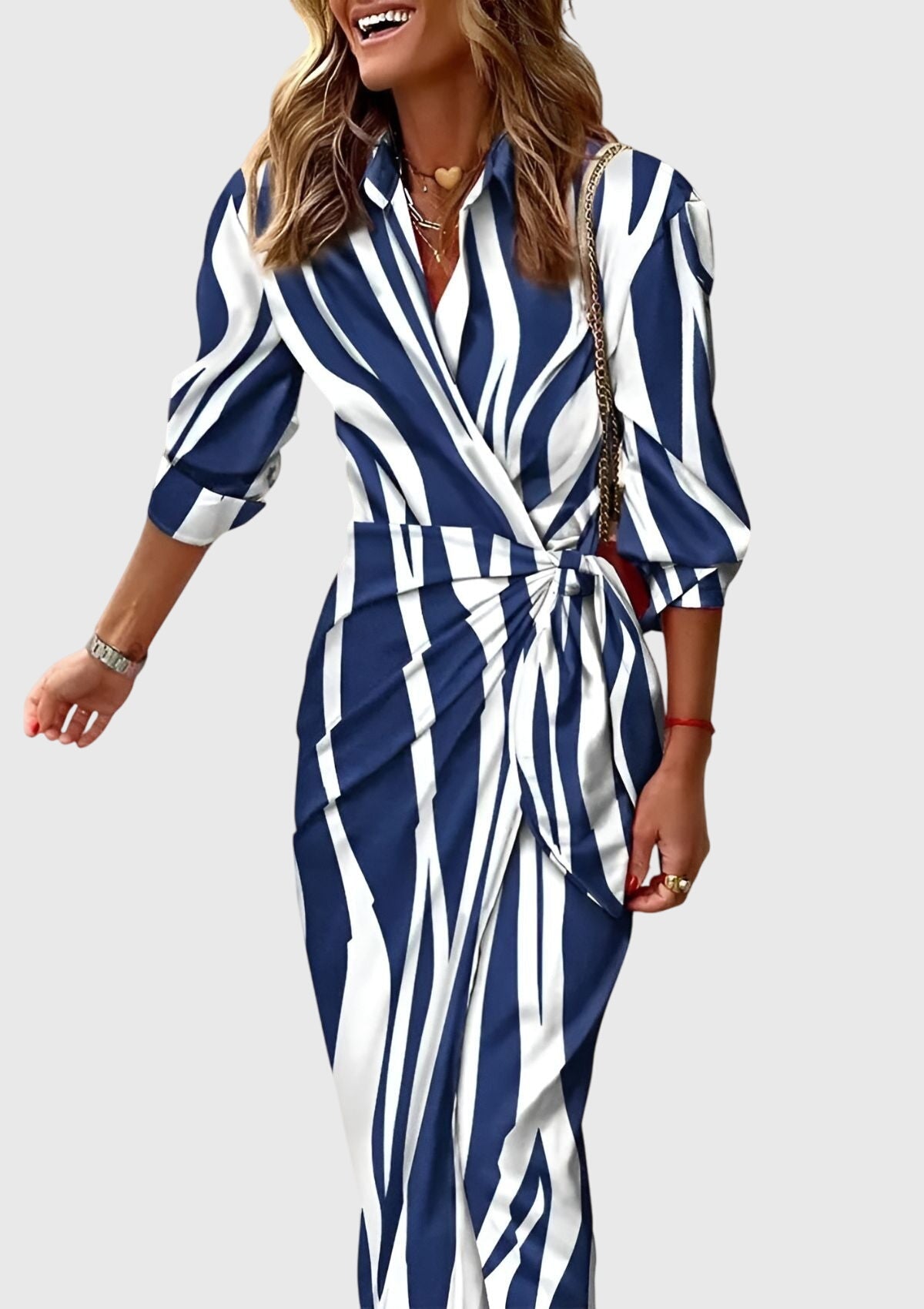 Elegant Wrap Dress | Chic Modern Print 11