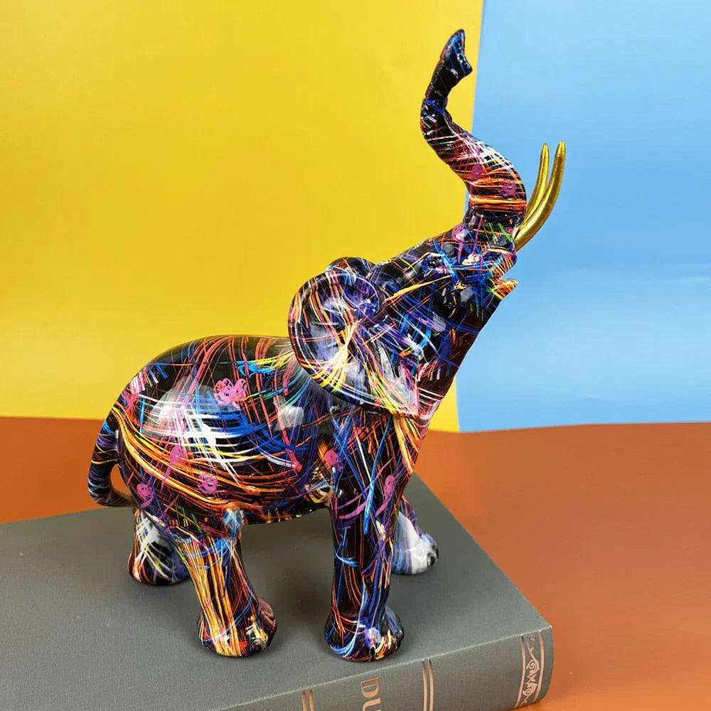 Élégante Sculpture d'Éléphant Colorée | Résine Durable, Design Artistique 2