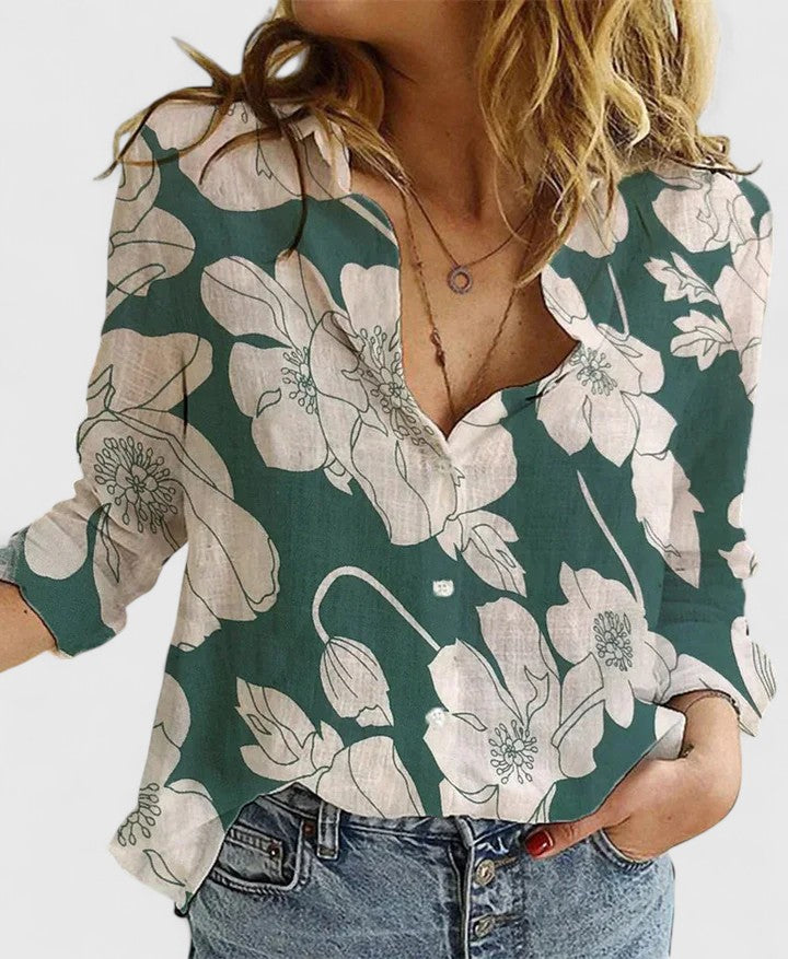 Elena Women's Blouse | Breathable Cotton-Linen Blend, Relaxed Fit 3