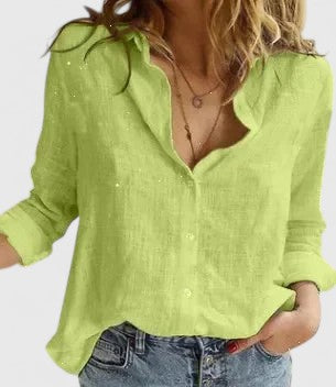 Elena Women's Blouse | Breathable Cotton-Linen Blend, Relaxed Fit 4