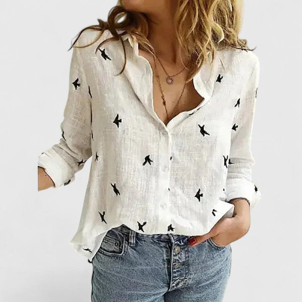 Elena Women's Blouse | Breathable Cotton-Linen Blend, Relaxed Fit 6