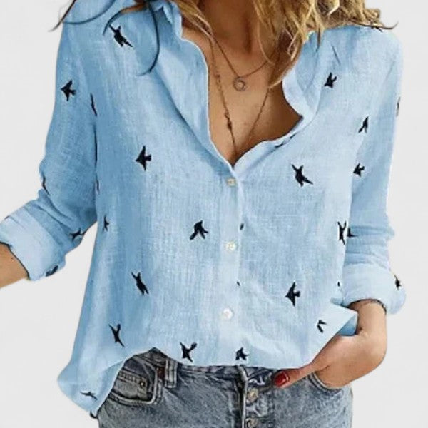 Elena Women's Blouse | Breathable Cotton-Linen Blend, Relaxed Fit 7