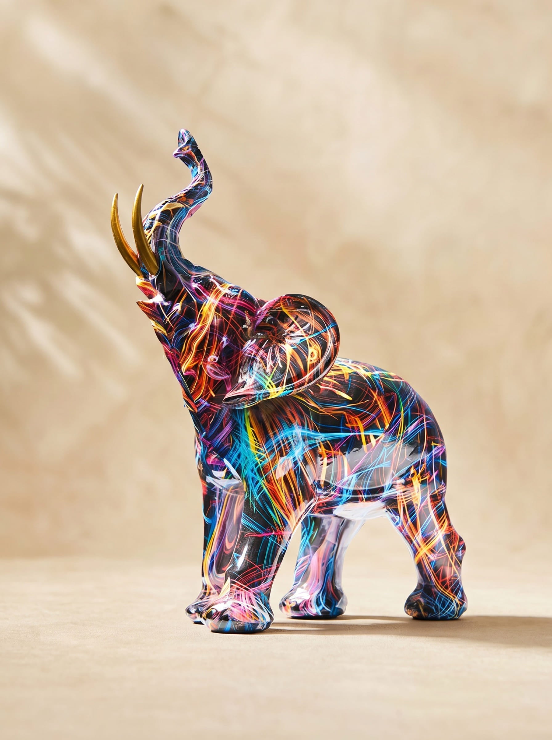 Éléphant Sculpture Décorative | Résine Durable, Design Artistique Coloré 0