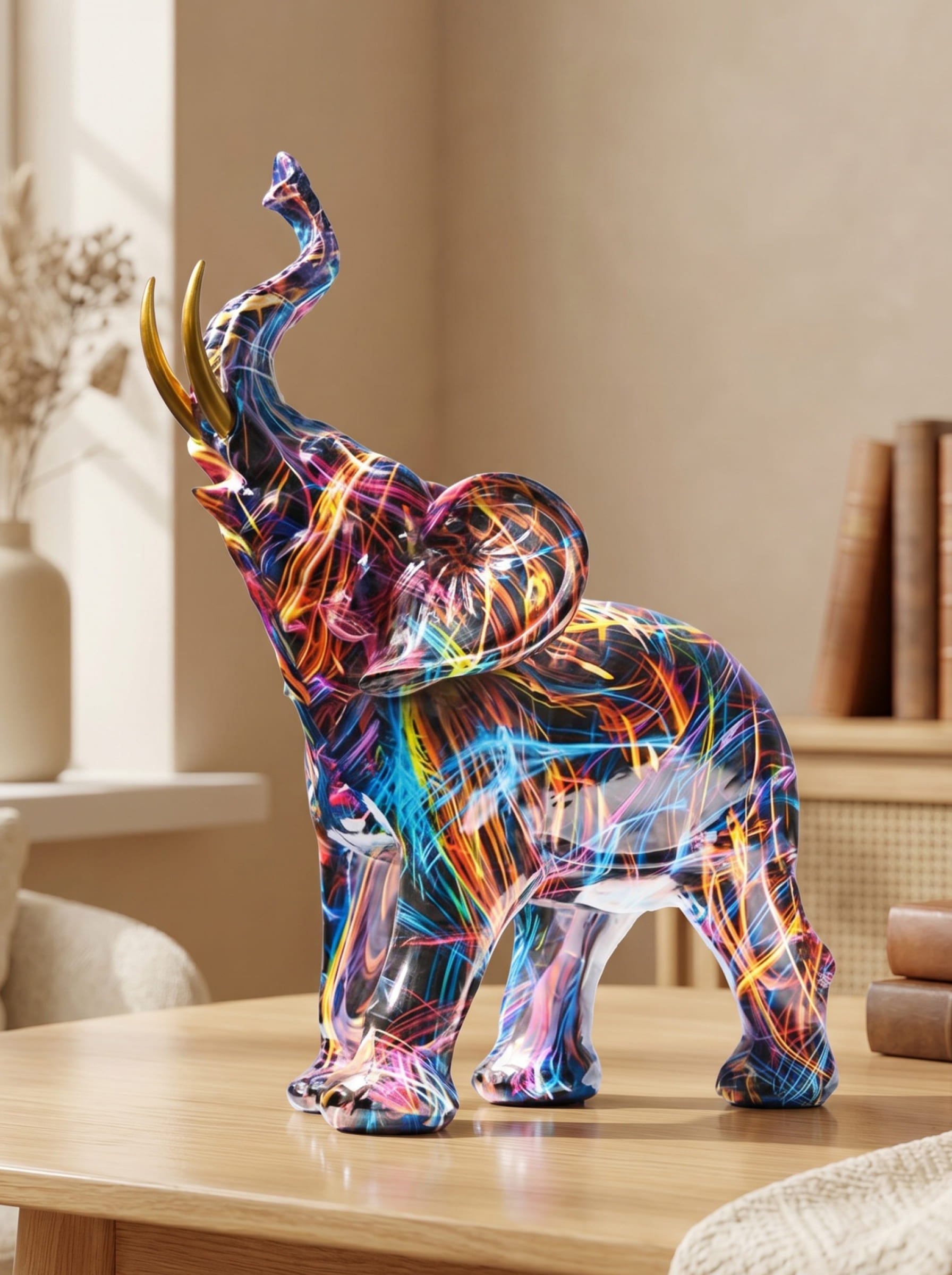 Éléphant Sculpture Décorative | Résine Durable, Design Artistique Coloré 1