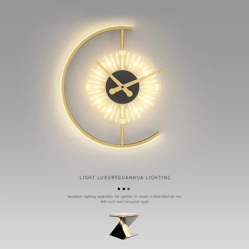 Élise Horloge Lumineuse | Cadre Doré, Éclairage Intelligent 0