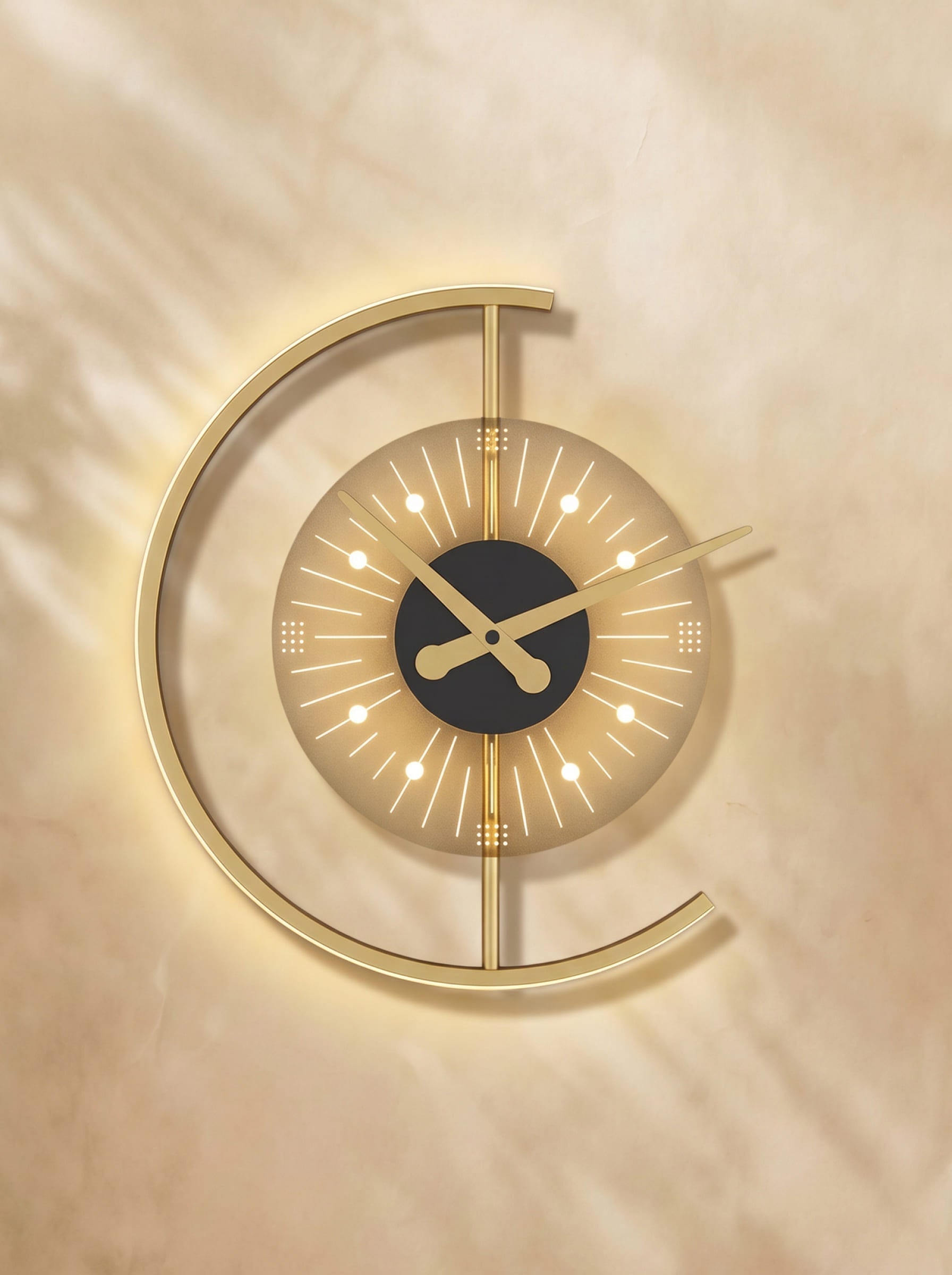 Élise Horloge Lumineuse | Cadre Doré, Éclairage Intelligent 1