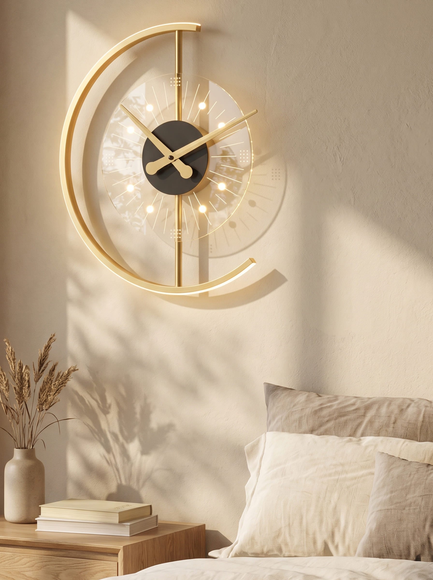 Élise Horloge Lumineuse | Cadre Doré, Éclairage Intelligent 2