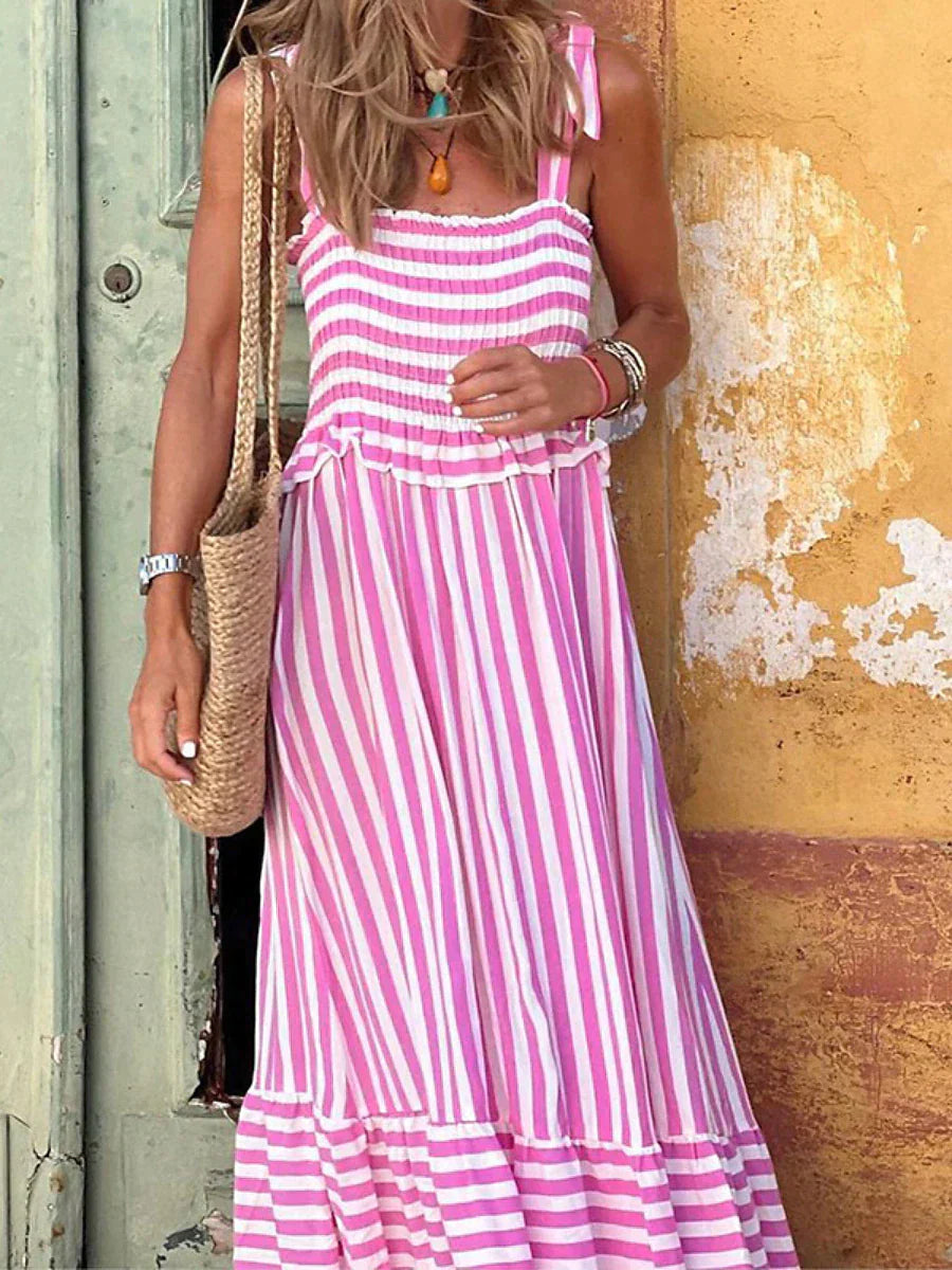 Emilia Women's Summer Dress | Striped Design, Flowy Skirt 3
