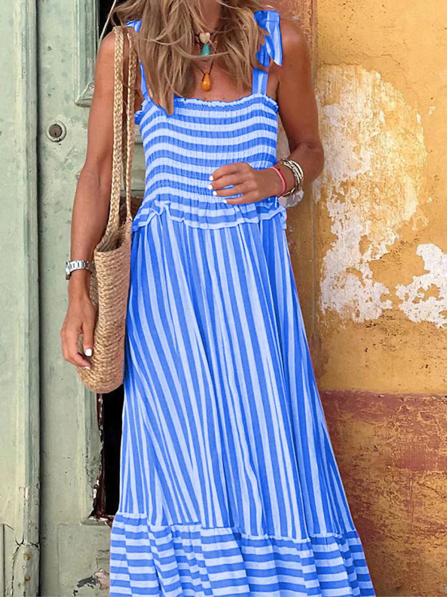 Emilia Women's Summer Dress | Striped Design, Flowy Skirt 4
