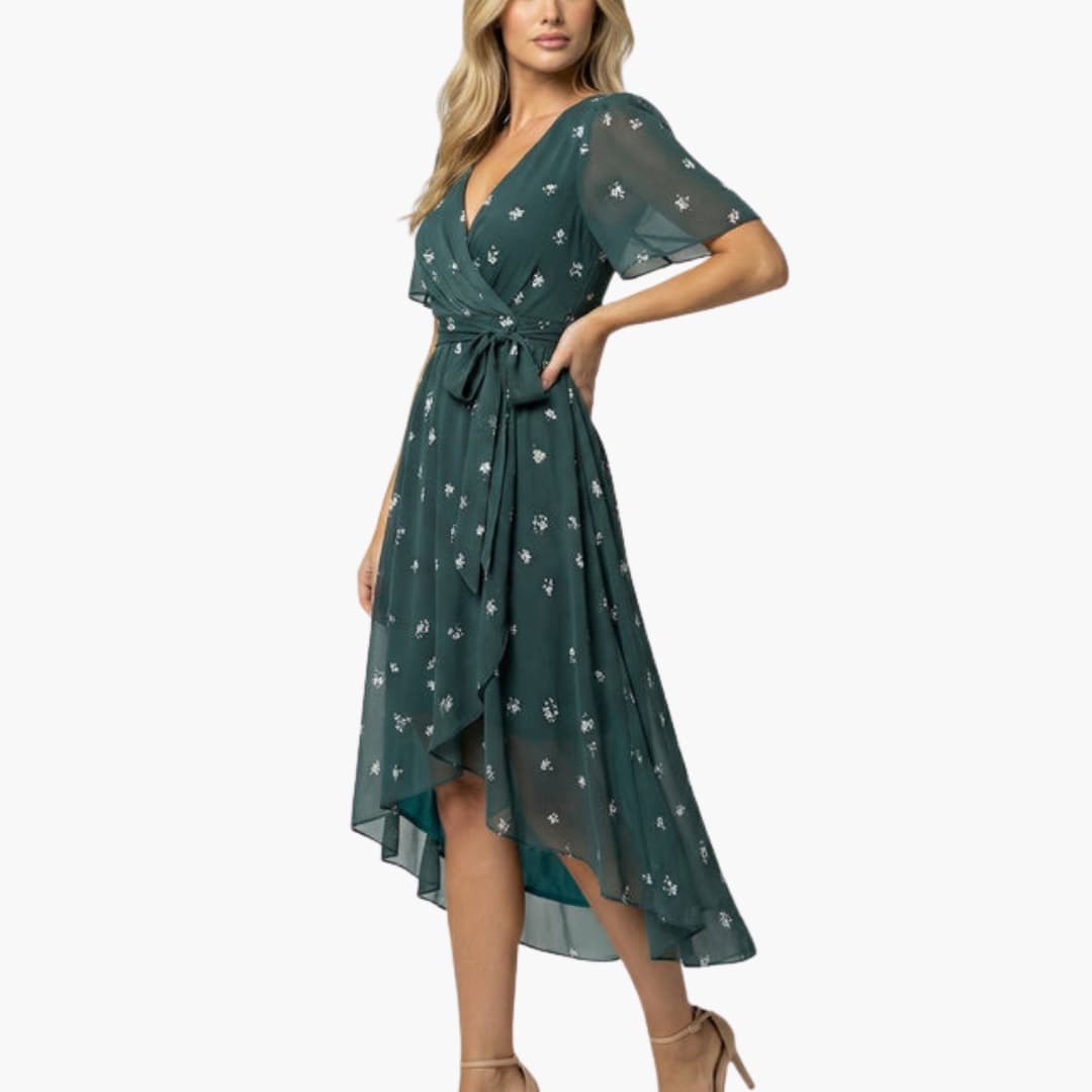 Fiona Women's Midi Dress | Floral Woven Fabric, Elegant Design 1