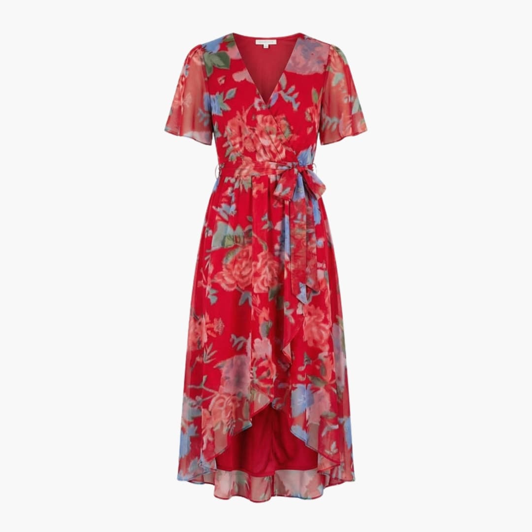 Fiona Women's Midi Dress | Floral Woven Fabric, Elegant Design 4