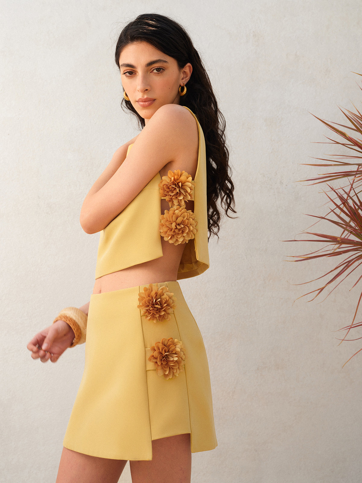 Floral Delight Women's Skirt Set | 3D Floral Design, Casual Elegance 5