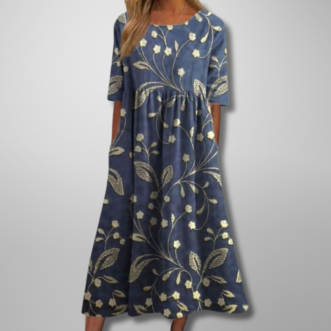 Gorgeous Women's Midi Dress | Floral Design, Relaxed Fit 0