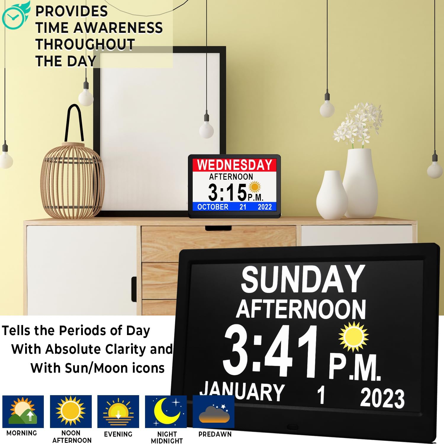 Horloge Numérique Murale | Écran LED 11,5 Pouces, 19 Rappels Programmables 1