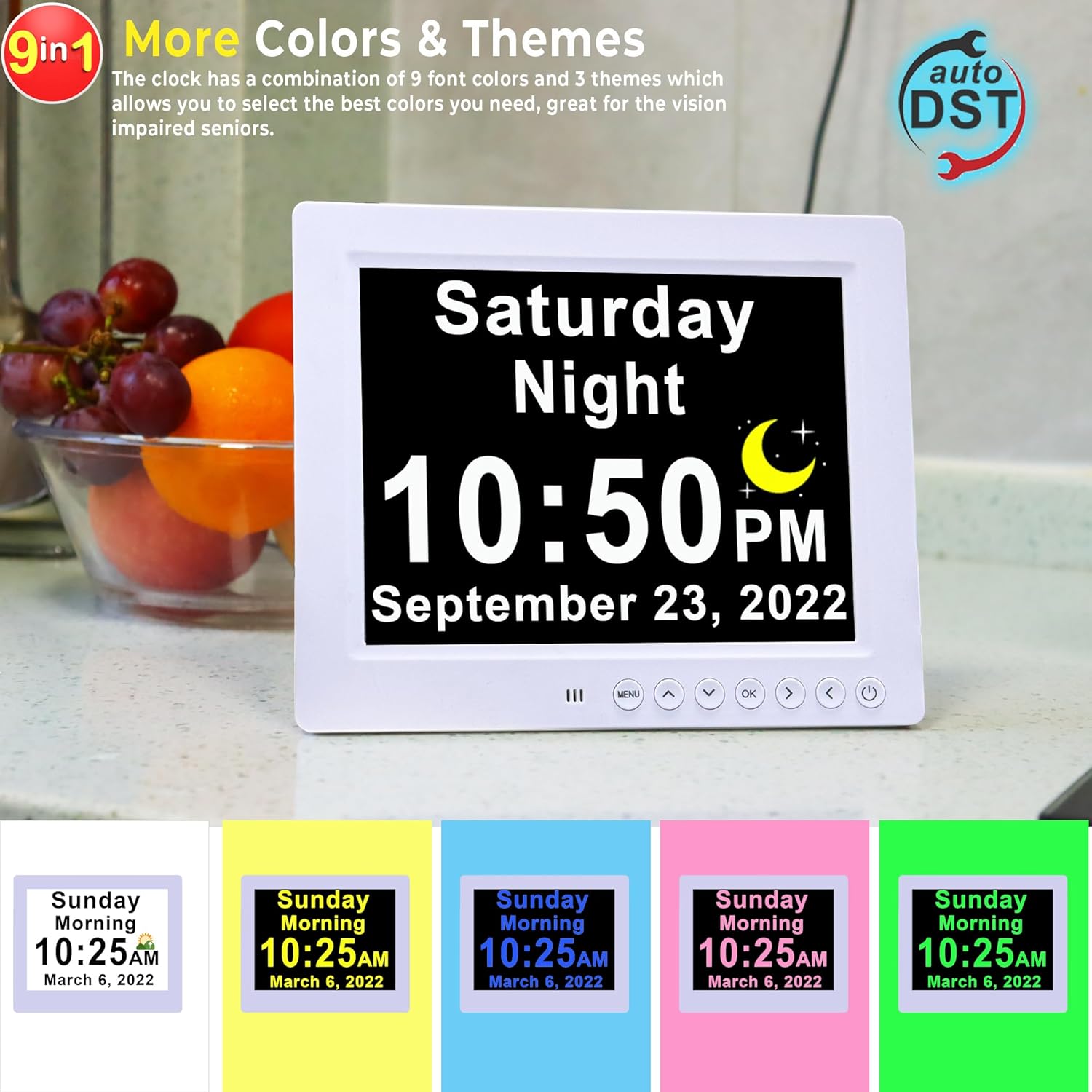 Horloge Numérique Murale | Écran LED 11,5 Pouces, 19 Rappels Programmables 7