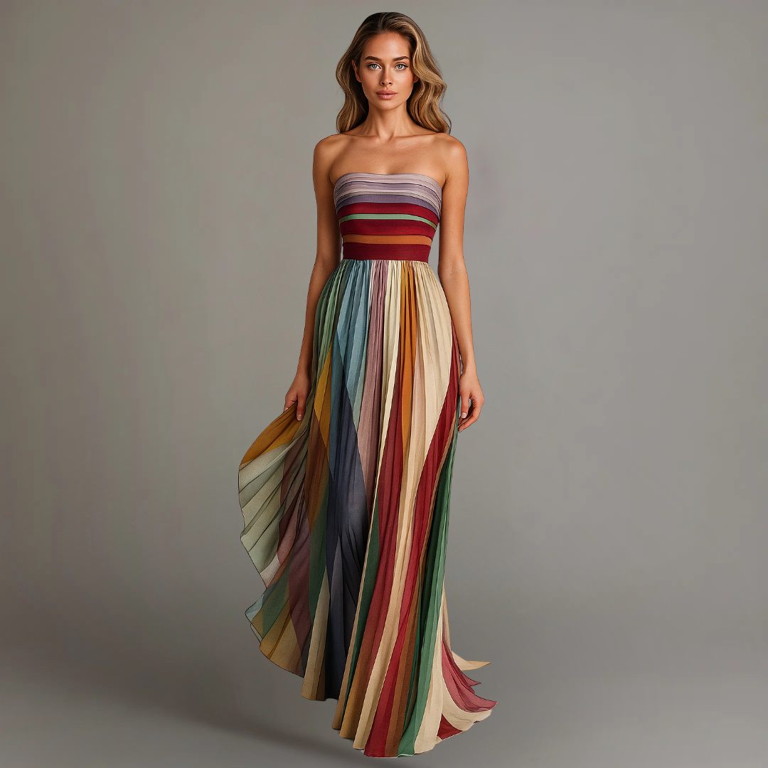 Joyful Women's Maxi Dress | Colorful Pleated Summer Style 0
