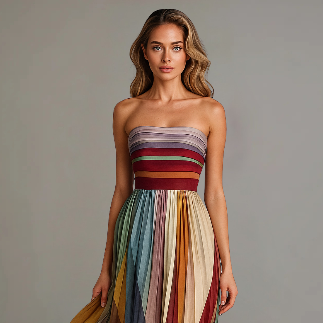 Joyful Women's Maxi Dress | Colorful Pleated Summer Style 1