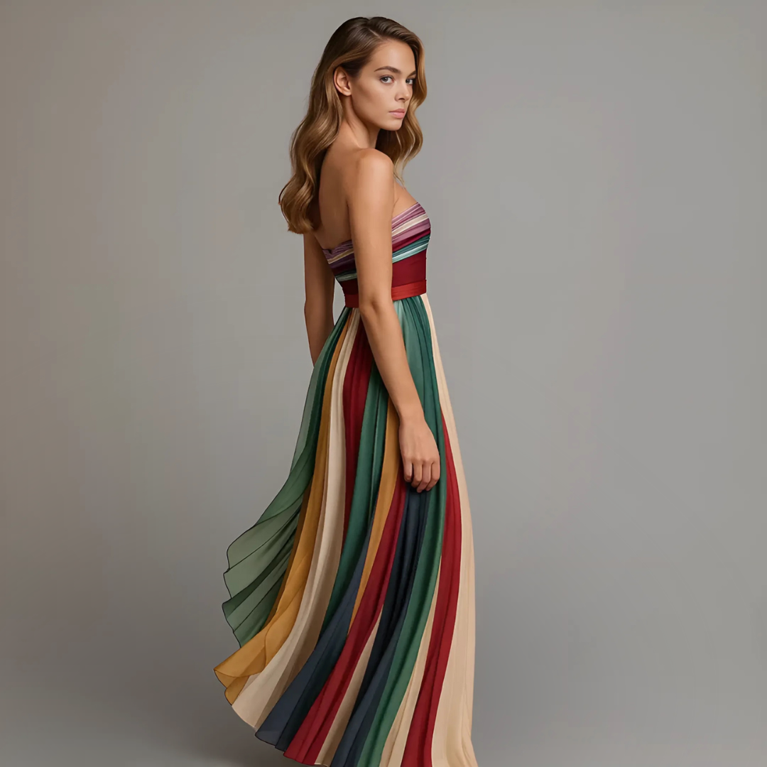 Joyful Women's Maxi Dress | Colorful Pleated Summer Style 2