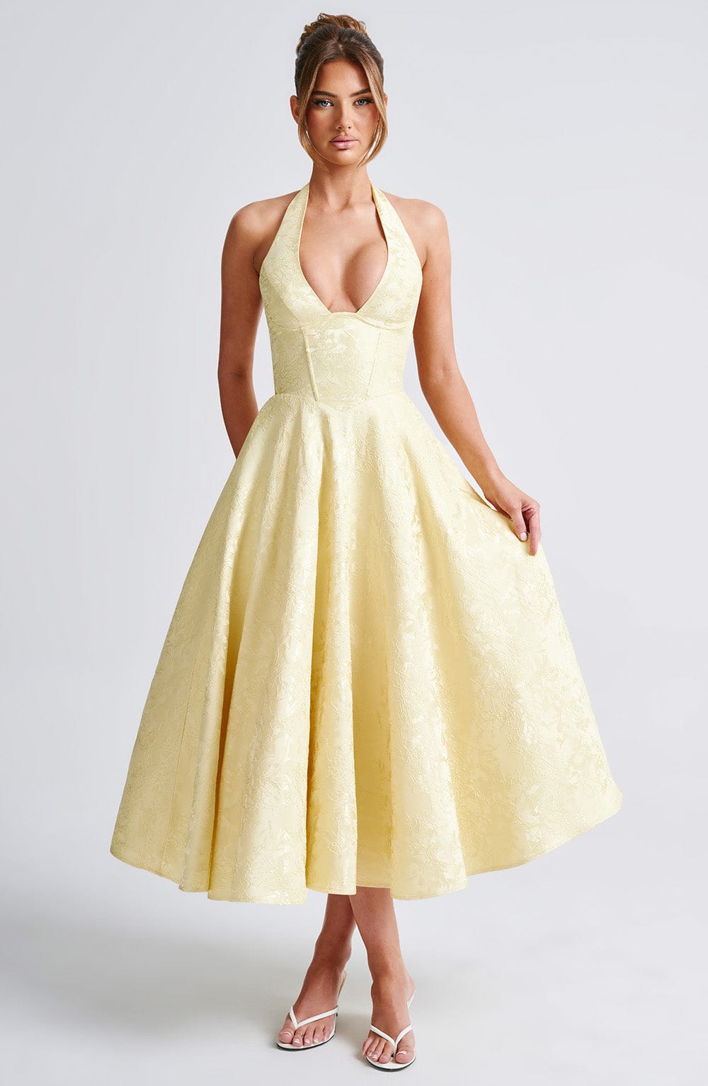 Kara Women's Midi Dress | Halter Neck, Elegant Summer Cocktail Dress 9