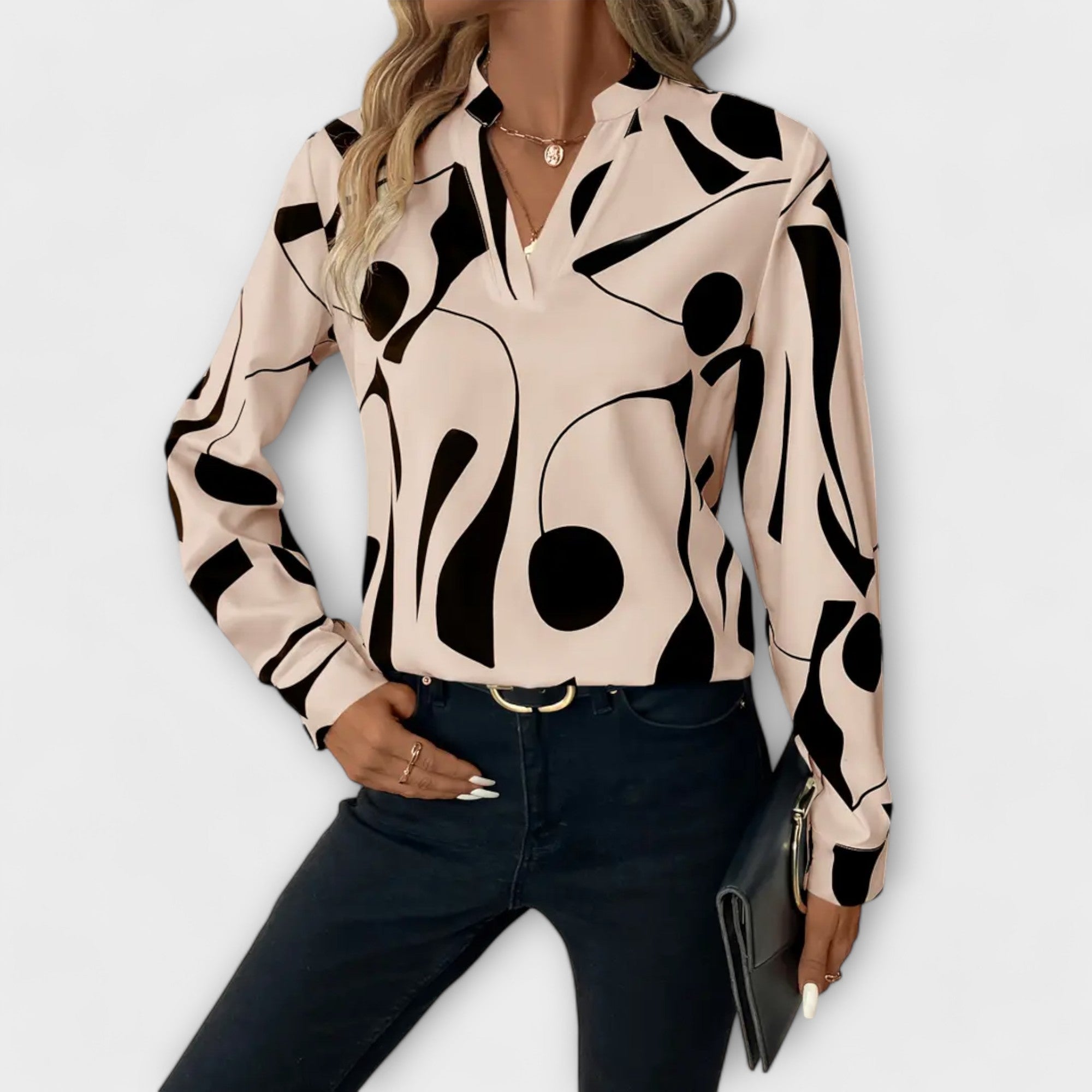 Lara Women's Blouse | Lightweight Fabric, Elegant Split Neckline 0
