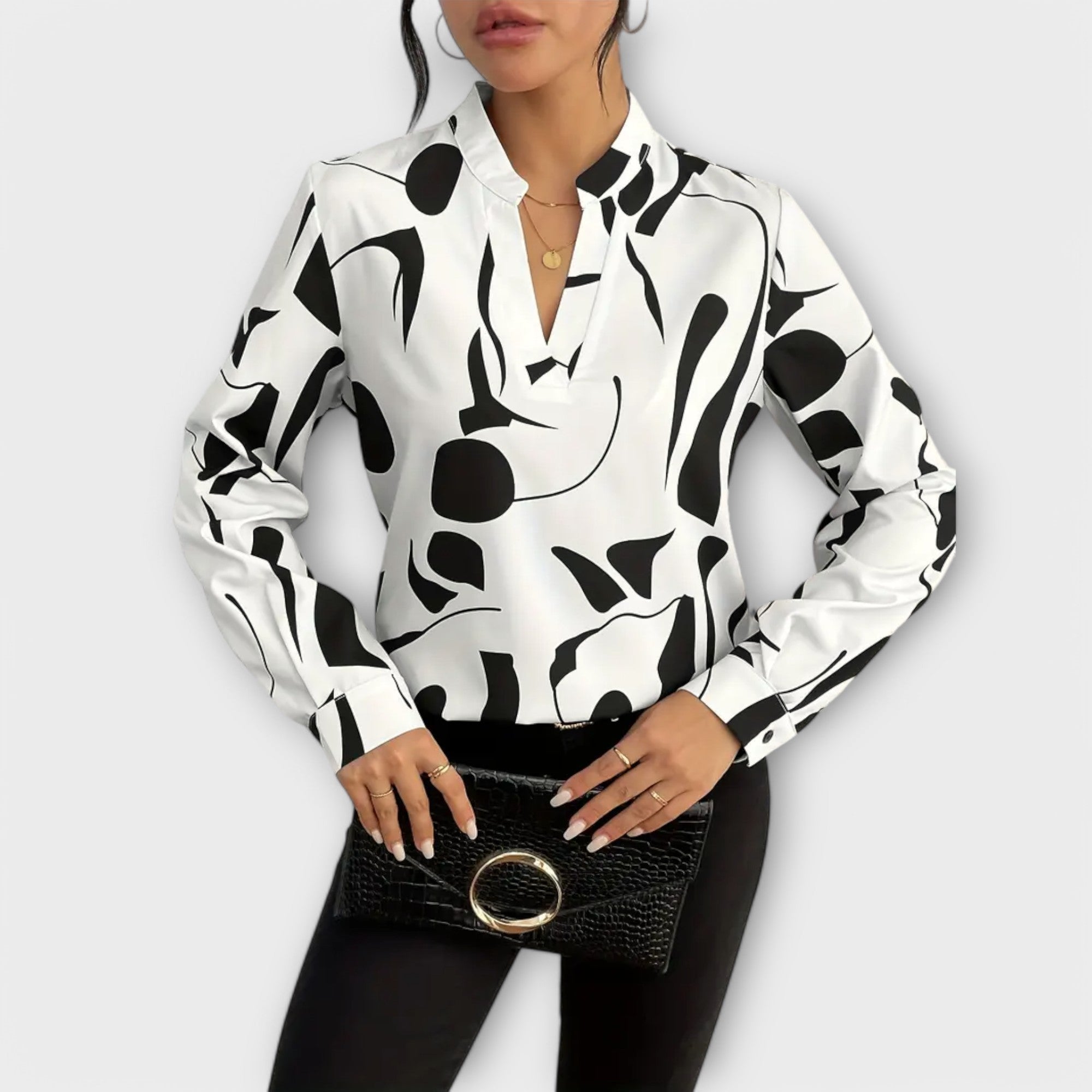 Lara Women's Blouse | Lightweight Fabric, Elegant Split Neckline 2