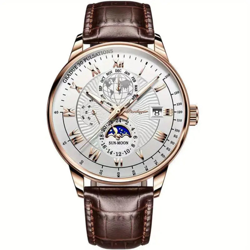 Léo Montre mécanique homme | Phase de lune, verre saphir 0