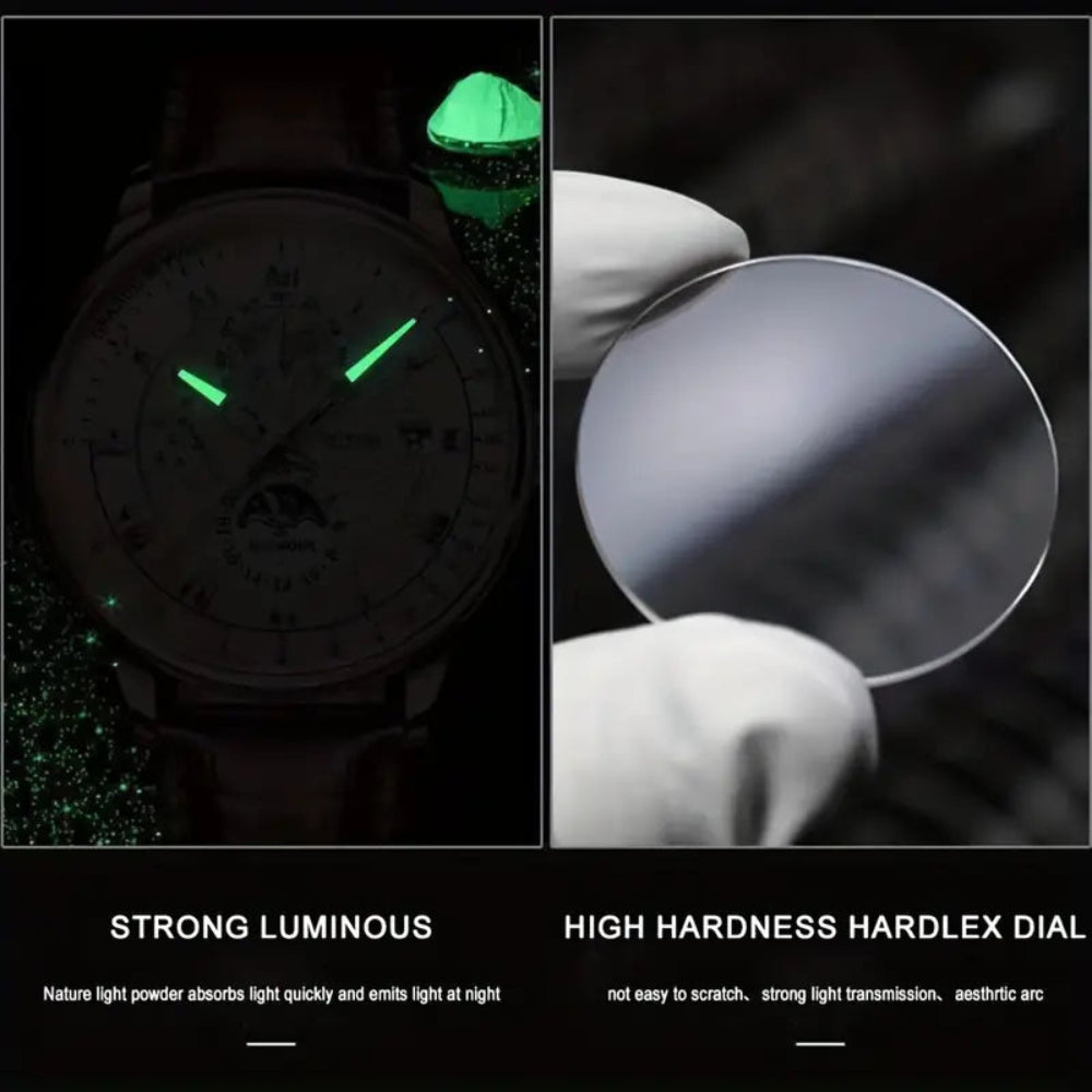 Léo Montre mécanique homme | Phase de lune, verre saphir 2