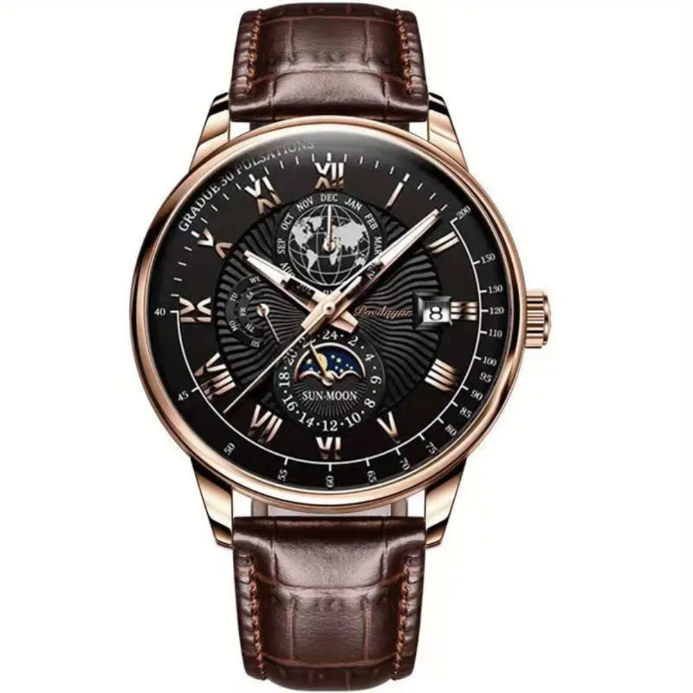 Léo Montre mécanique homme | Phase de lune, verre saphir 4
