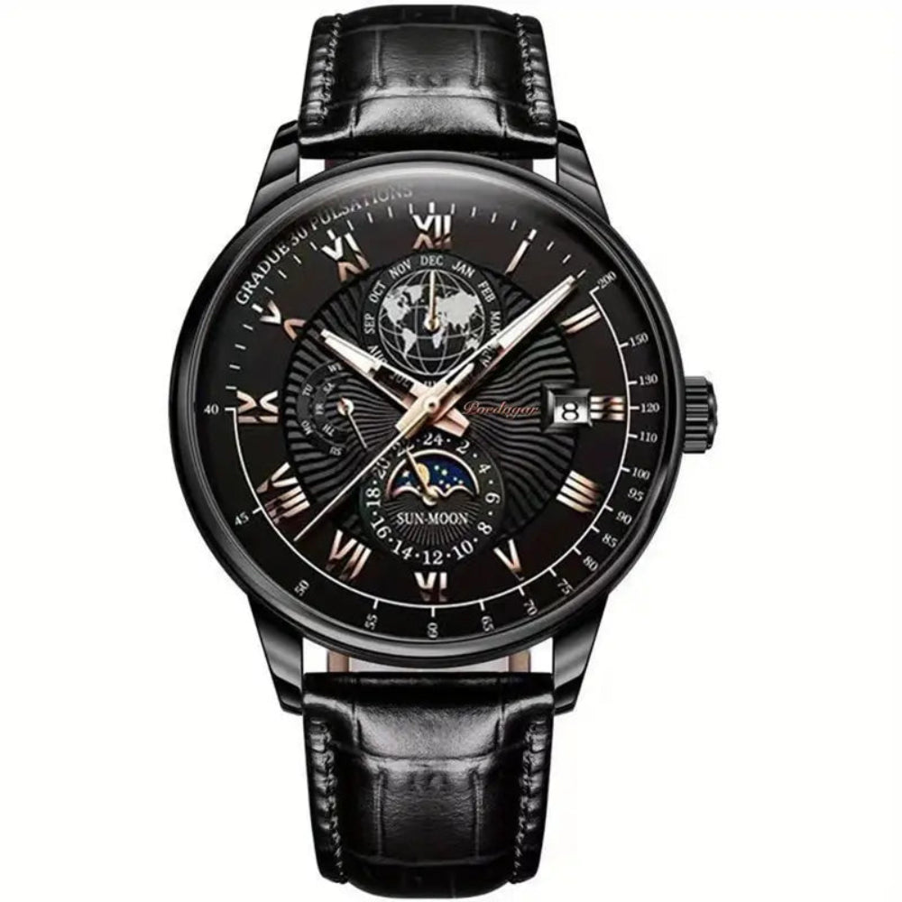 Léo Montre mécanique homme | Phase de lune, verre saphir 5