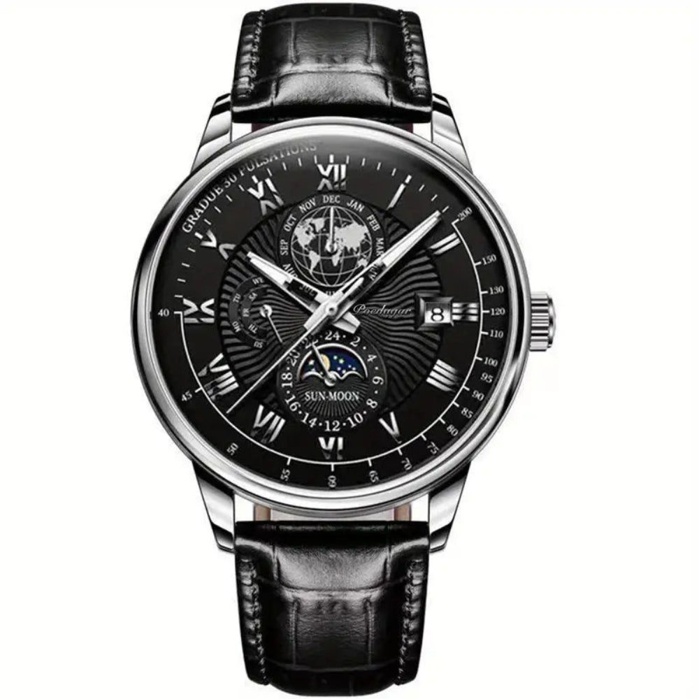 Léo Montre mécanique homme | Phase de lune, verre saphir 6