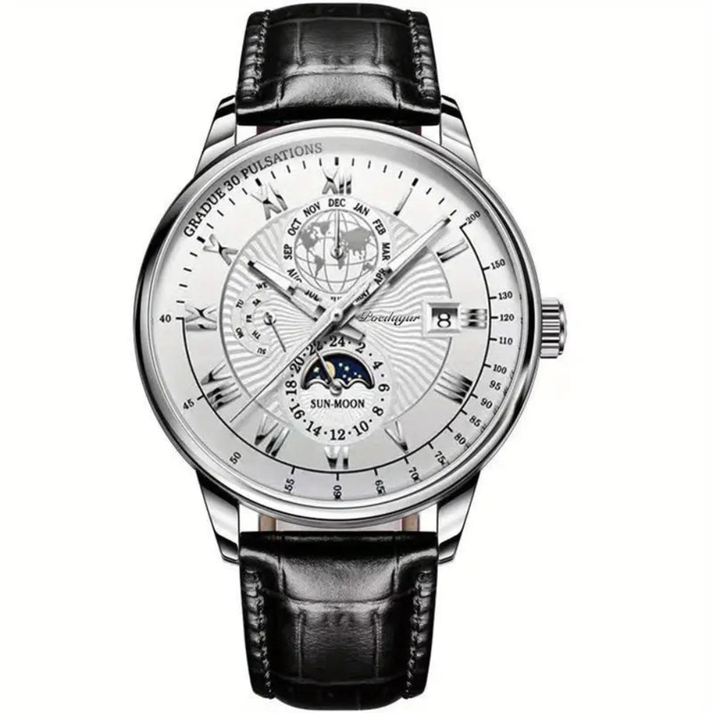 Léo Montre mécanique homme | Phase de lune, verre saphir 7