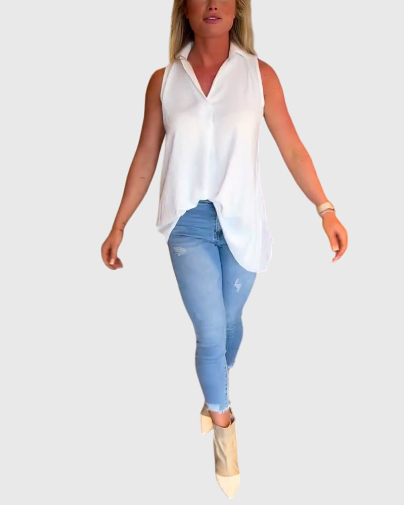 Lina Women's Tank Top | Lightweight Fabric, Elegant Ruffles 0