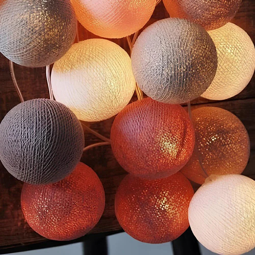 Luna Guirlande Lumineuse | Boules en Coton, Multicolore, Sans Fil 13