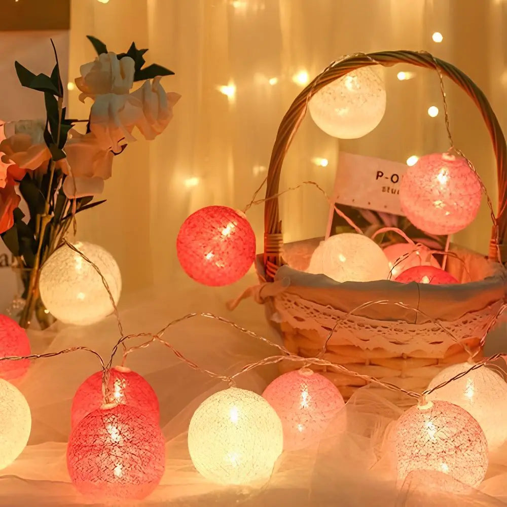 Luna Guirlande Lumineuse | Boules en Coton, Multicolore, Sans Fil 9