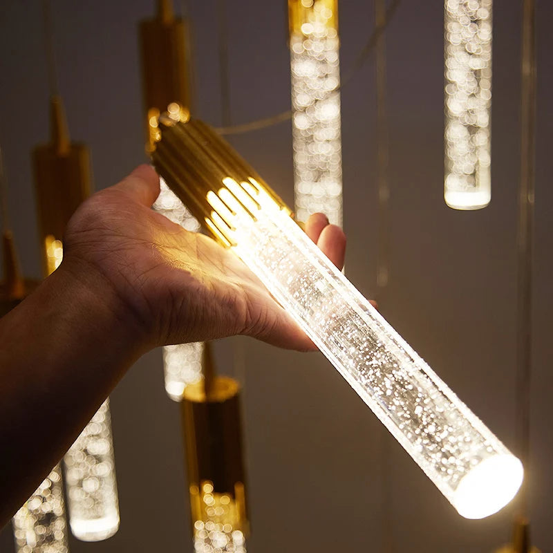 Lustre Cylindrique Lustreau | Verre Éclairé, Ambiance Chaleureuse 2