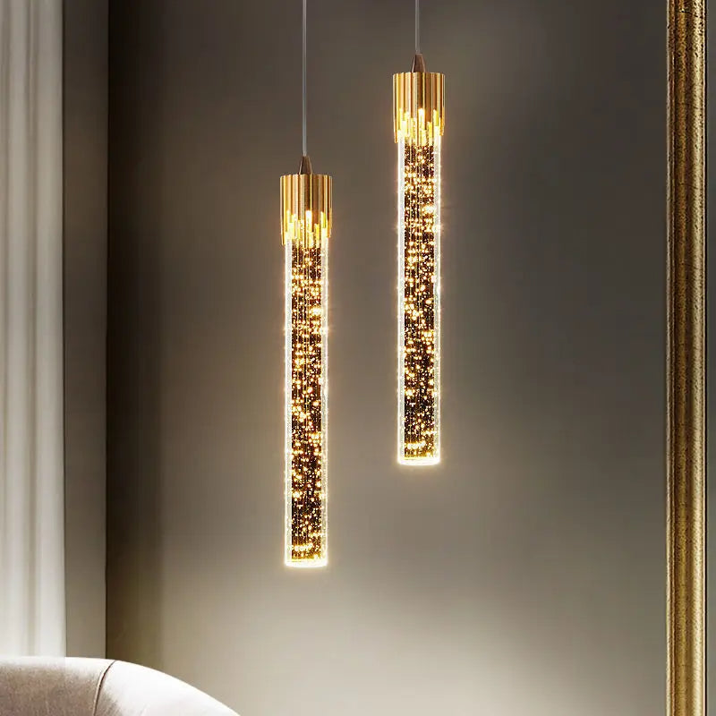 Lustre Cylindrique Lustreau | Verre Éclairé, Ambiance Chaleureuse 6