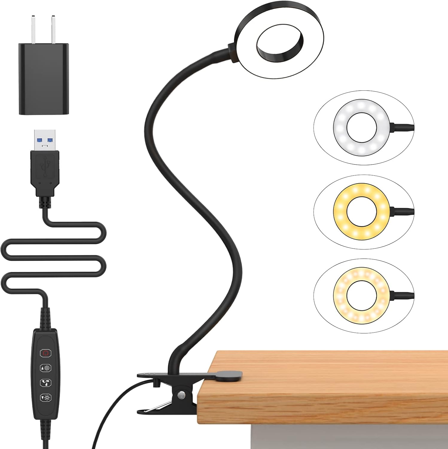 Lysia Lampe de Bureau LED | 3 Modes de Couleur, Bras Flexible en Cygne 0