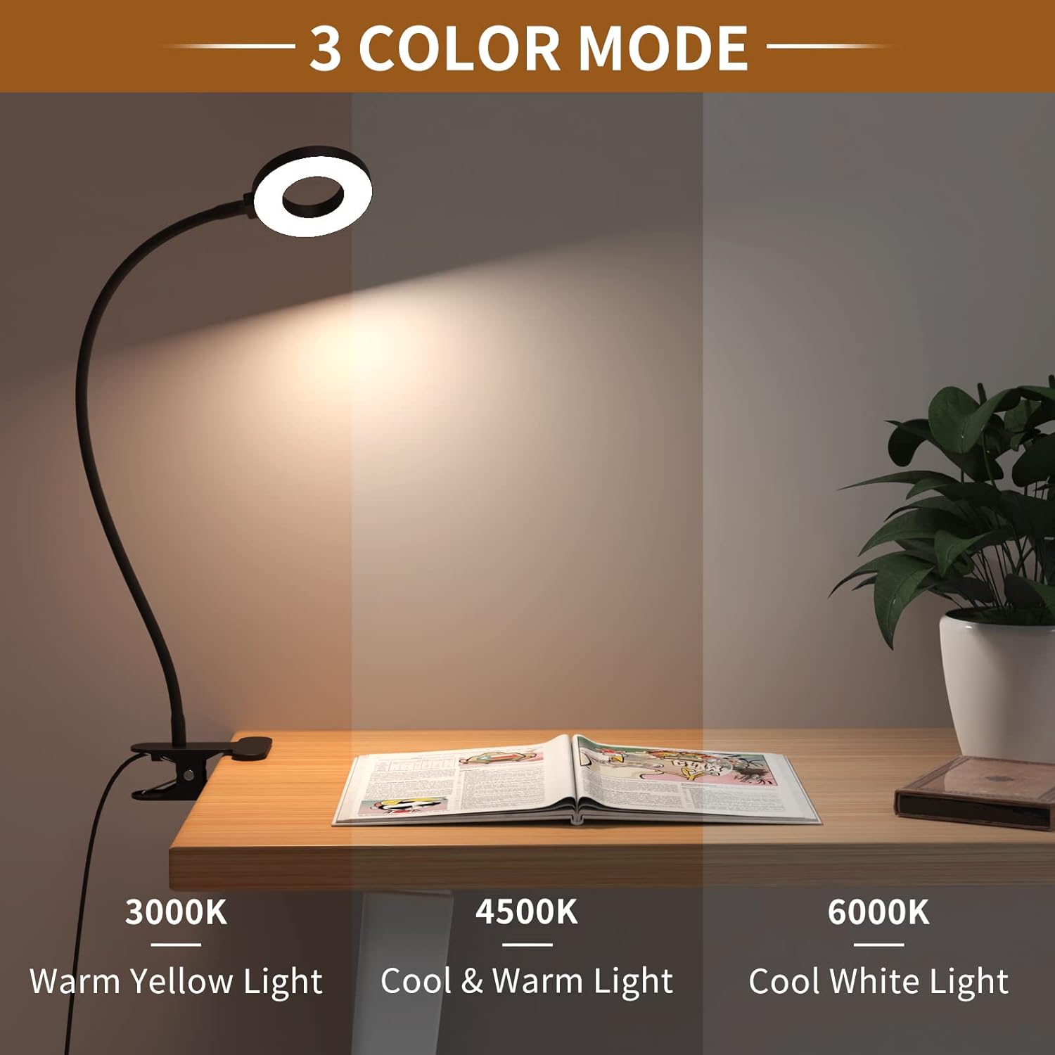 Lysia Lampe de Bureau LED | 3 Modes de Couleur, Bras Flexible en Cygne 2