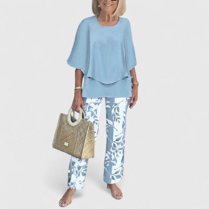 M Women's Casual Pant Sets | Chic Printed Top and Trousers 1